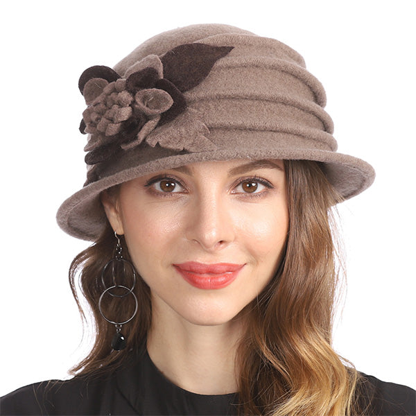 Women Boiled Wool Dress Cloche Winter Hat 1920s