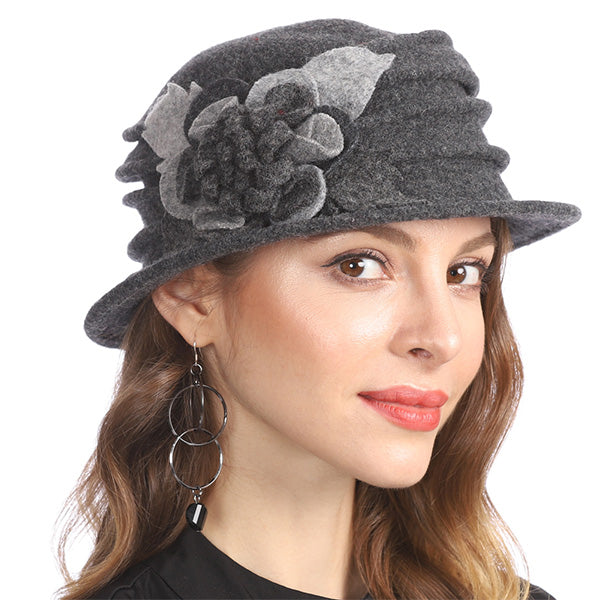 Women Boiled Wool Dress Cloche Winter Hat 1920s