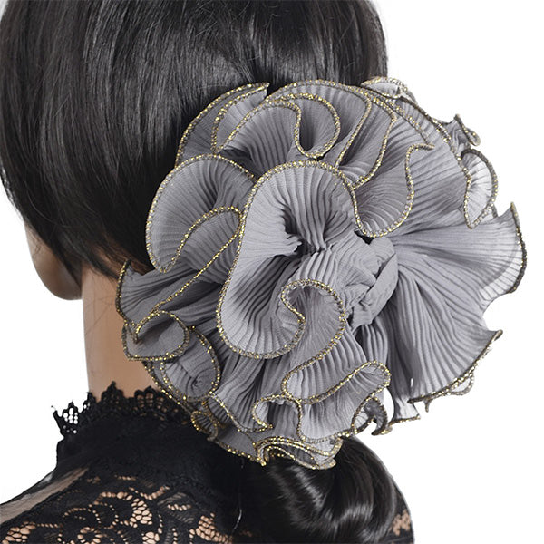 chiffon Large Hair Clips for Bun gray