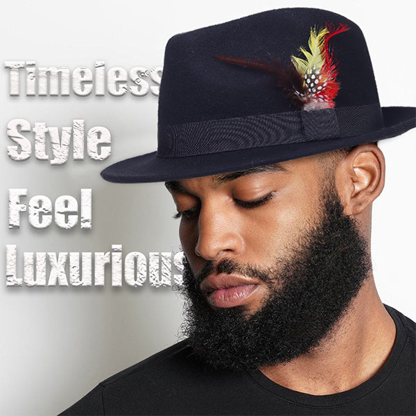 forbusite Trilby Fedora Hat with feathers for men women