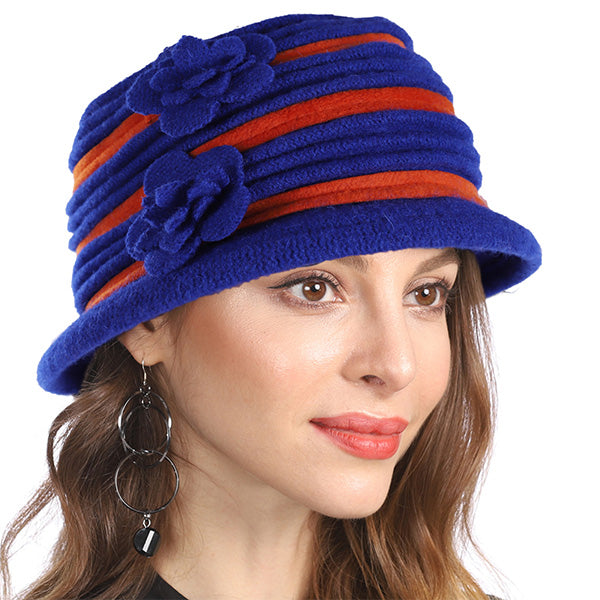 forbusite Women Floral Wool Dress Hat