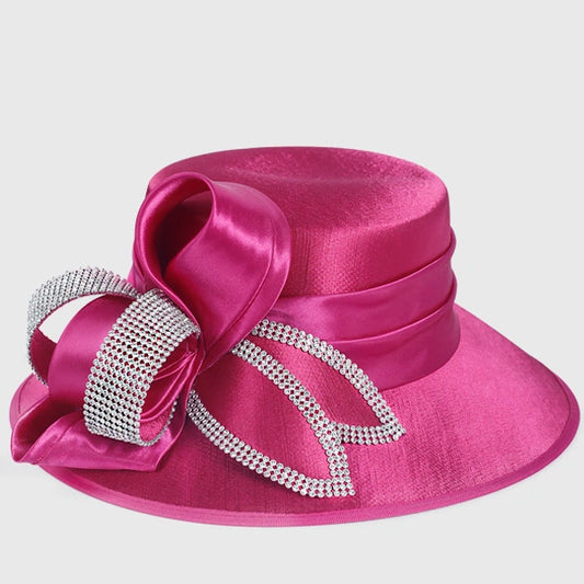 Women Satin Wide Brim Church Hats SD717