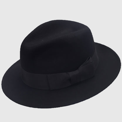 wide brim fedora hat black XL FORBUSITE