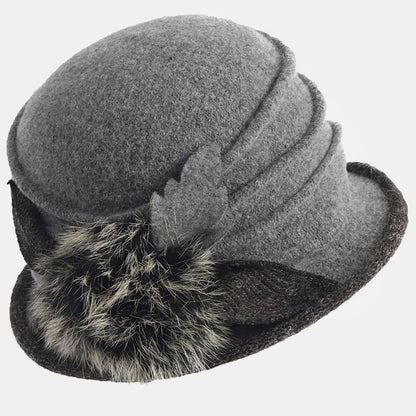 wool winter hat women grey