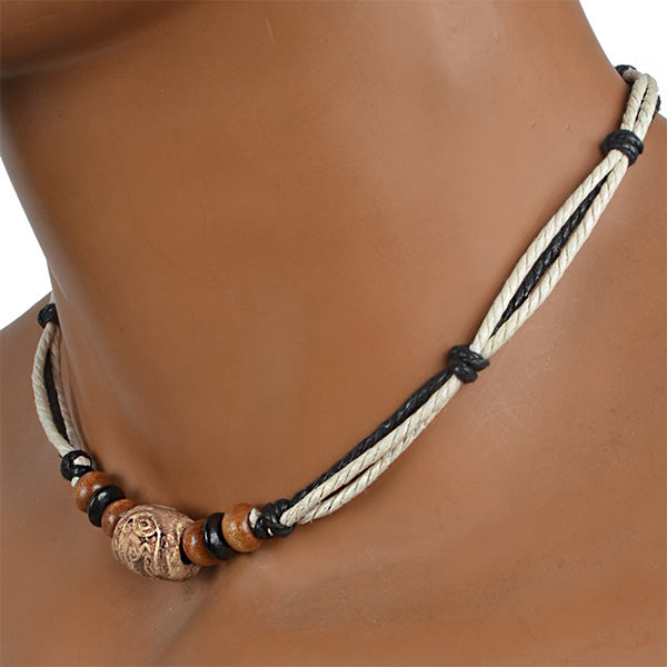 Men Choker Necklace with Pendant Bead