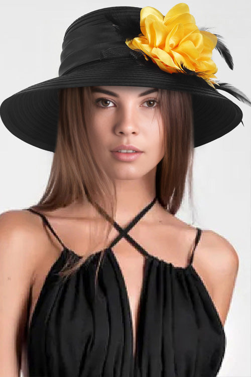 vercy hats for church black with yellow