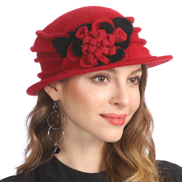 Women Boiled Wool Dress Cloche Winter Hat 1920s