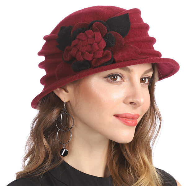 Women Boiled Wool Dress Cloche Winter Hat 1920s