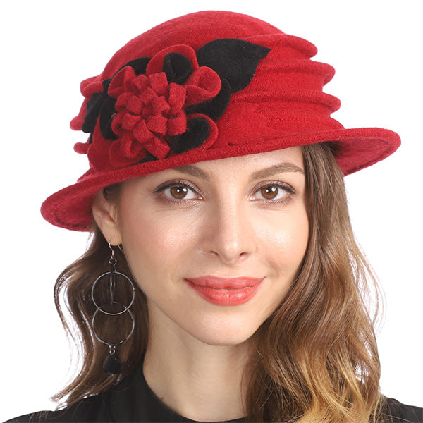 Women Boiled Wool Dress Cloche Winter Hat 1920s