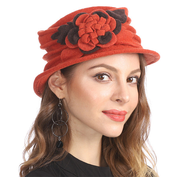 Women Boiled Wool Dress Cloche Winter Hat 1920s