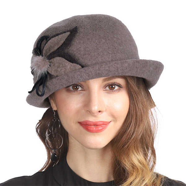 Ladies Wool Bucket Hat Winter 1920s Vintage Cloche Derby Hats
