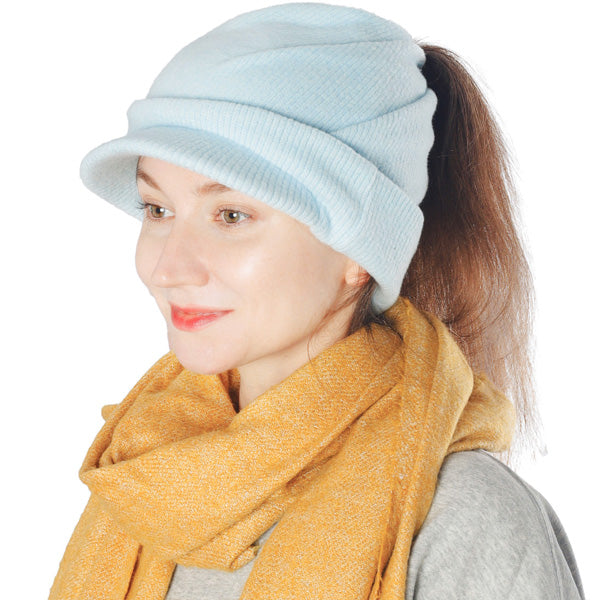 Women knit Visor Beanie Hat forbusite