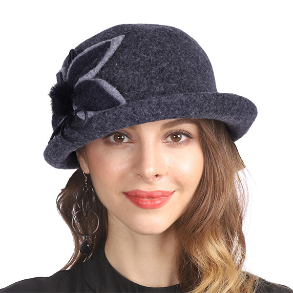 Ladies Wool Bucket Hat Winter 1920s Vintage Cloche Derby Hats