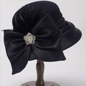 forbusite Warm and Stylish black Wool Felt Winter Hat women