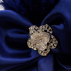 forbusite Elegant Women Rhinestone Accented Wool Felt Hat royal blue