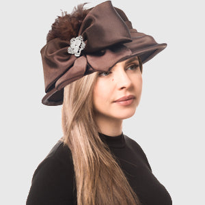 forbusite women Chic brown felt cloche hat for winter