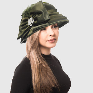 forbusite olive green winter vintage-style felt hat women 2023