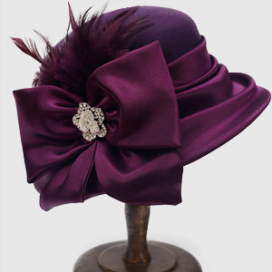 forbusite women felt hats with feather purple