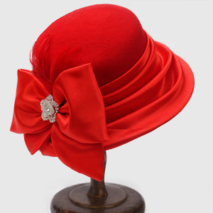 forbuiste Elegant red wool felt hat for winter