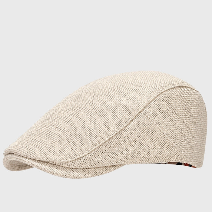 Beige flat cap, featuring an Ivy cap design. Stylish and comfortable, perfect for casual and semi-formal occasions for both men and women.