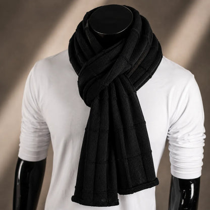 Black knit scarf for men and women, soft warm winter essential accessory, minimalist luxury scarf for cold weather outfits, everyday wear and effortless styling