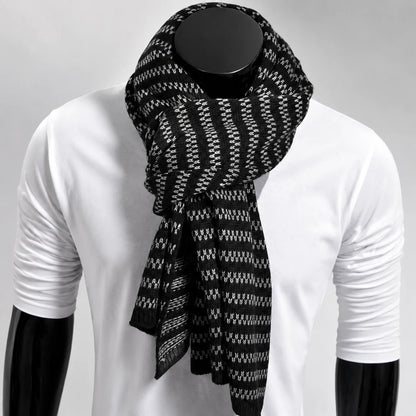 Black knit scarf for men and women warm winter essential soft textured scarf stylish everyday wear FORBUSITE
