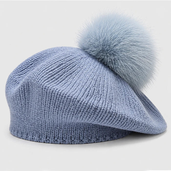 Pom Pom Knitted Beret – HY001A22