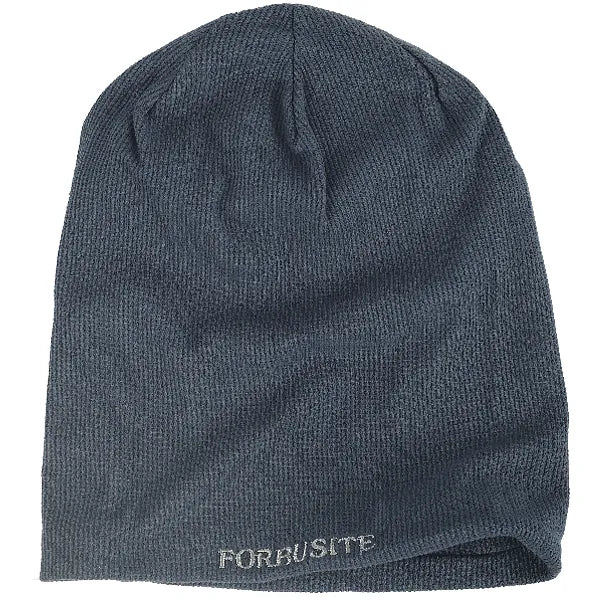 Unisex long beanie hat in blue gray, baggy cotton slouch style for year round use