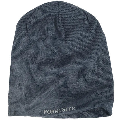 Unisex long beanie hat in blue gray, baggy cotton slouch style for year round use