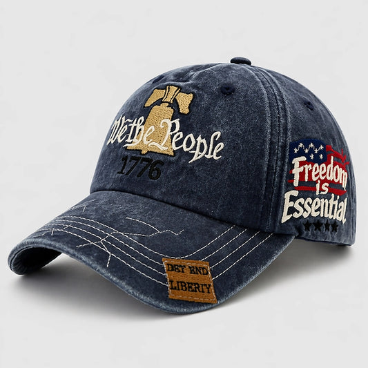Blue Patriotic Baseball Cap with 1776 Embroidery, Adjustable, USA 250th Anniversary, Unisex Design