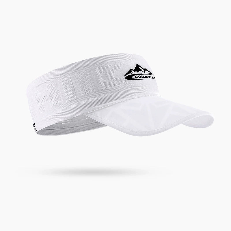 White sports visor hat for men and women, lightweight with UV protection, perfect for running and outdoor activities.