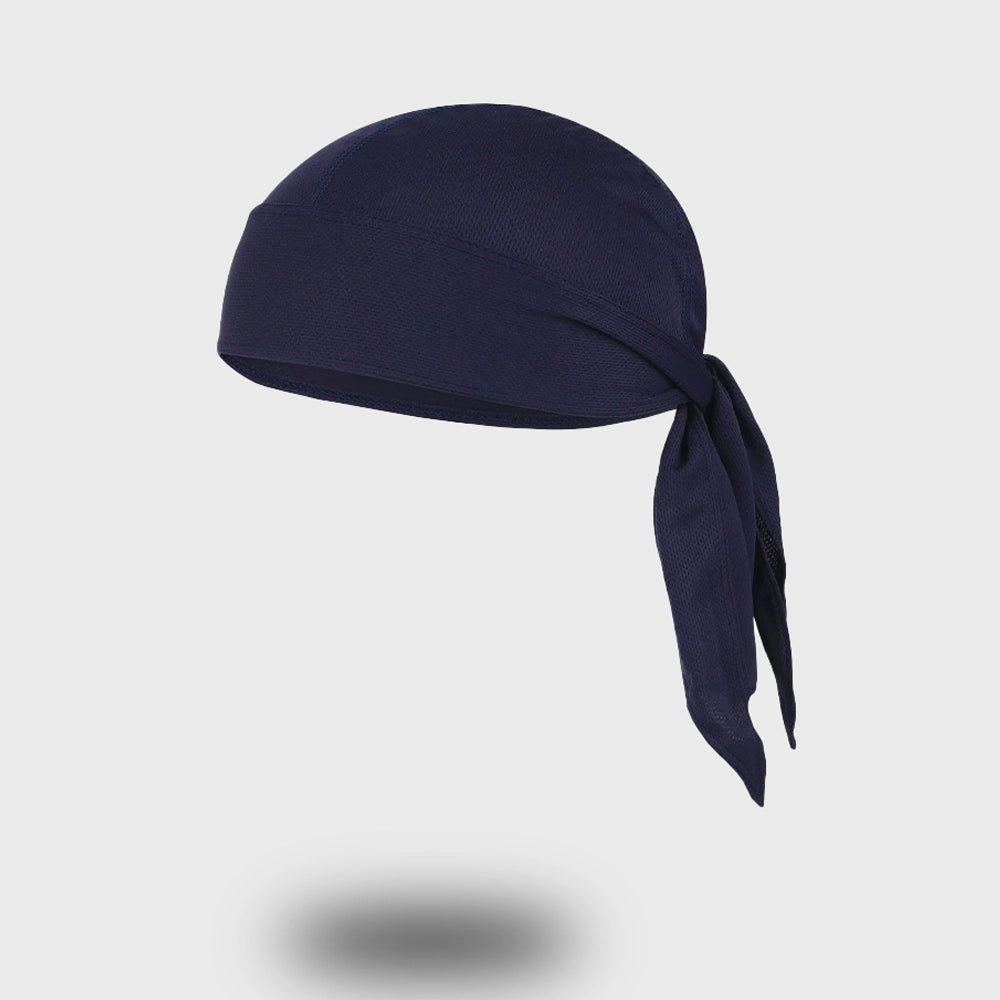 Breathable workout bandana in navy, perfect for running and sports activities