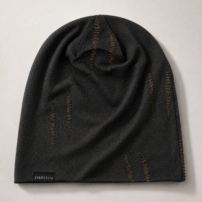 Bronze charcoal slouchy beanie hat with lightweight breathable knit texture and modern streetwear aesthetic