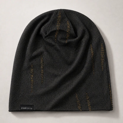 Bronze charcoal slouchy beanie hat with lightweight breathable knit texture and modern streetwear aesthetic