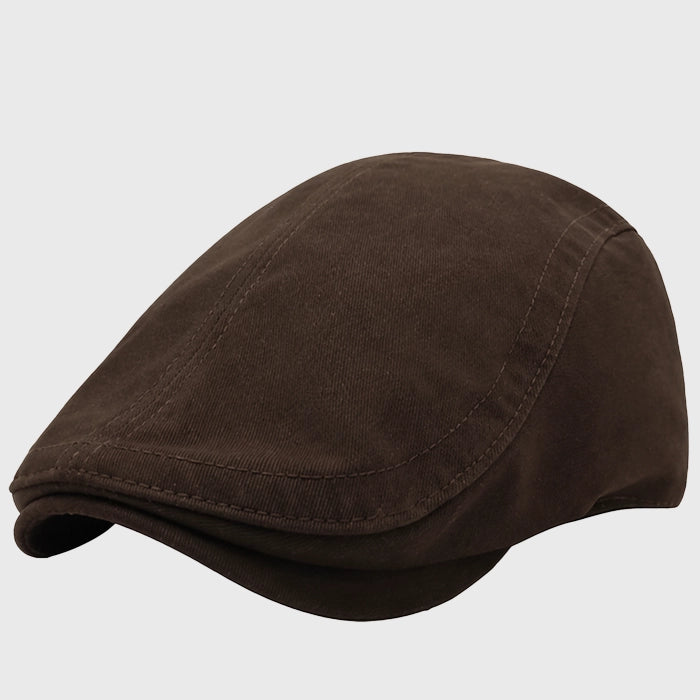 Brown Ivy cap made of cotton, offering both comfort and durability. This classic flat cap design is perfect for adding sophistication to your everyday look.