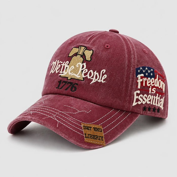 Burgundy Freedom Eagle Embroidered Baseball Cap, Unisex, Adjustable, 1776, Patriotic USA Design