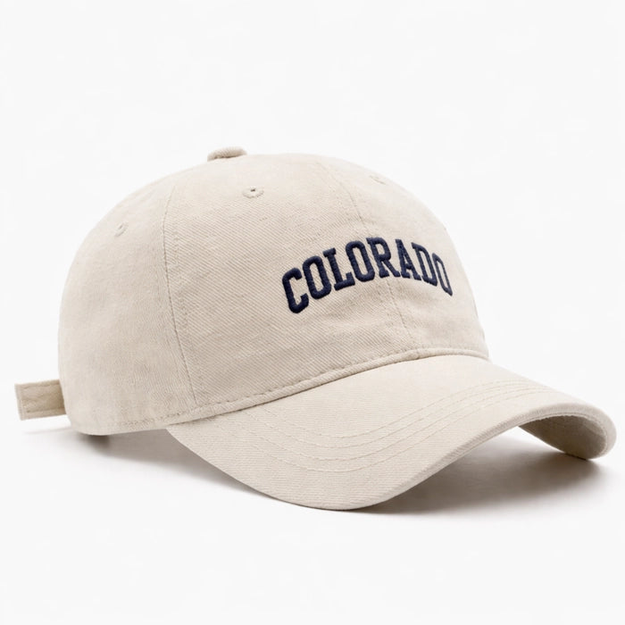 Beige 'COLORADO' baseball cap, perfect for summer days and laid-back, relaxed casual outfits.