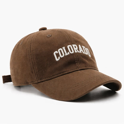 Brown cotton 'COLORADO' baseball cap, stylish and comfortable, perfect for everyday casual outfits.