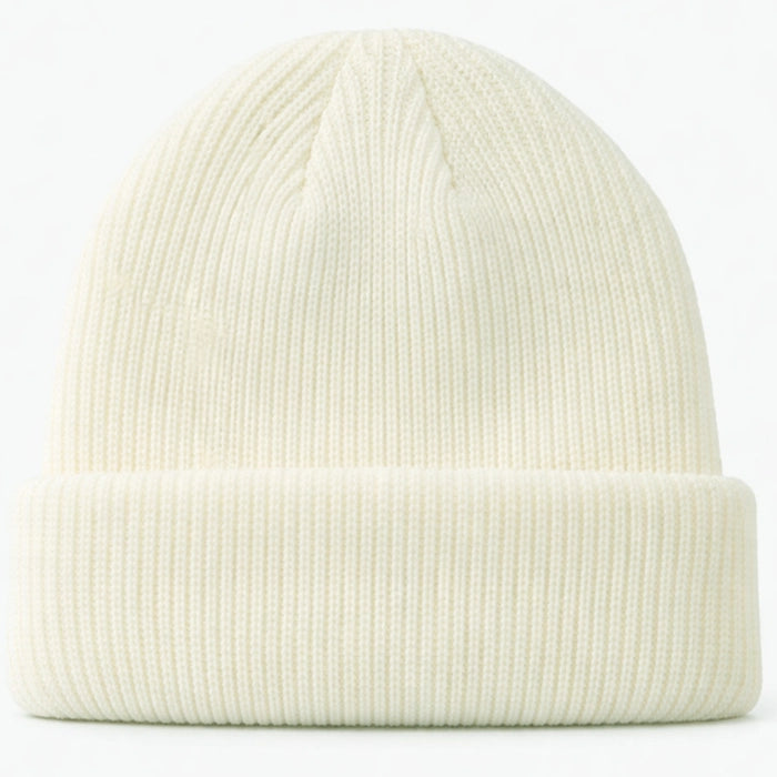 Cream cuffed knit beanie – Warm and cozy winter accessory for men and women, perfect for casual outdoor style.