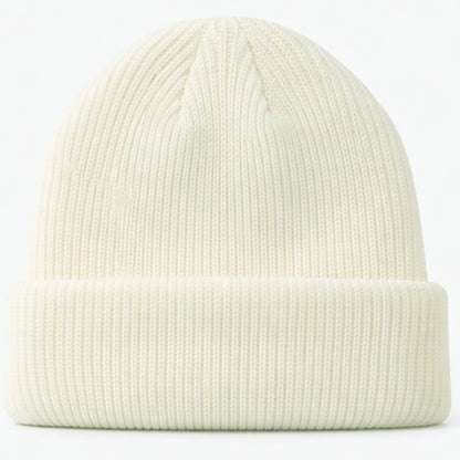 Cream cuffed knit beanie – Warm and cozy winter accessory for men and women, perfect for casual outdoor style.