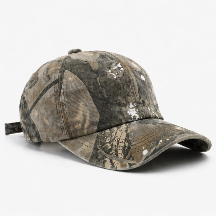Dark brown camouflage baseball cap, perfect for outdoor adventures, hunting, or casual urban wear.