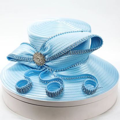 light blue church hat