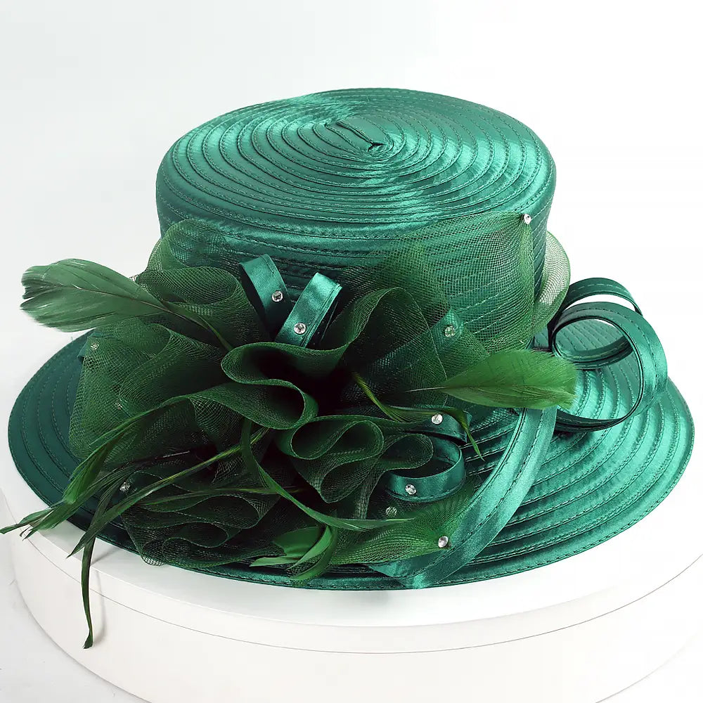 Front View of Emerald Green Church Hat for Formal Occasions – FORBUSITE