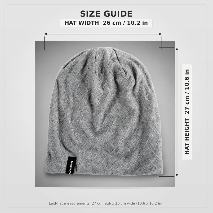 FORBUSITE B0562 slouchy beanie size guide 10.6 inches high and 10.2 inches wide