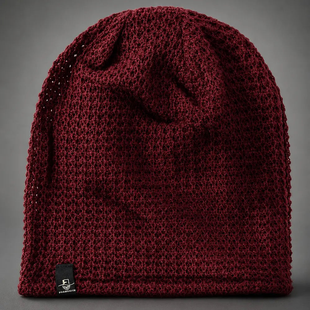Claret oversized slouch beanie cap with soft knit texture, unisex style for casual winter outfits