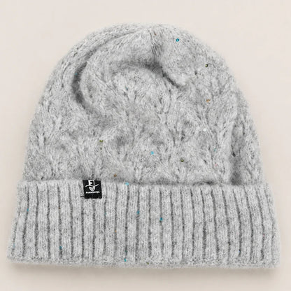 FORBUSITE B5039 light blue fuzzy knit beanie with wide ribbed cuff and subtle sequin detail