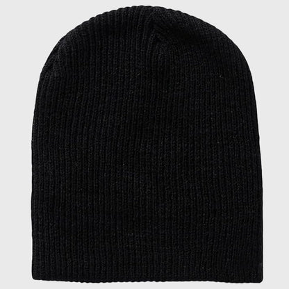 Black cuffed knit beanie – Classic style winter hat for men and women, perfect for casual and everyday wear.