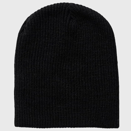 Black cuffed knit beanie – Classic style winter hat for men and women, perfect for casual and everyday wear.