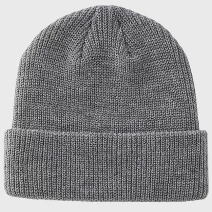 Charcoal ribbed knit beanie – Soft and durable winter hat ideal for cold weather, providing all-day warmth.