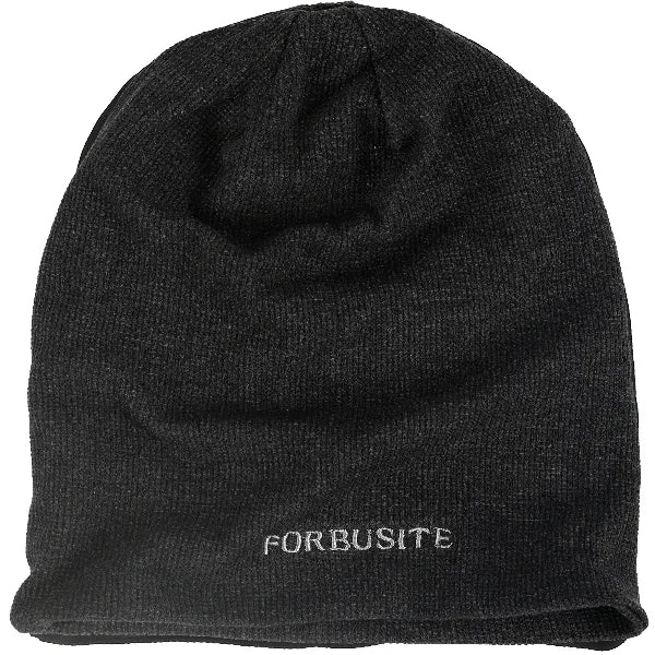 FORBUSITE embroidered slouchy beanie hat in dark grey, soft cotton fabric, oversized baggy fit for men and women, lightweight all season beanie cap